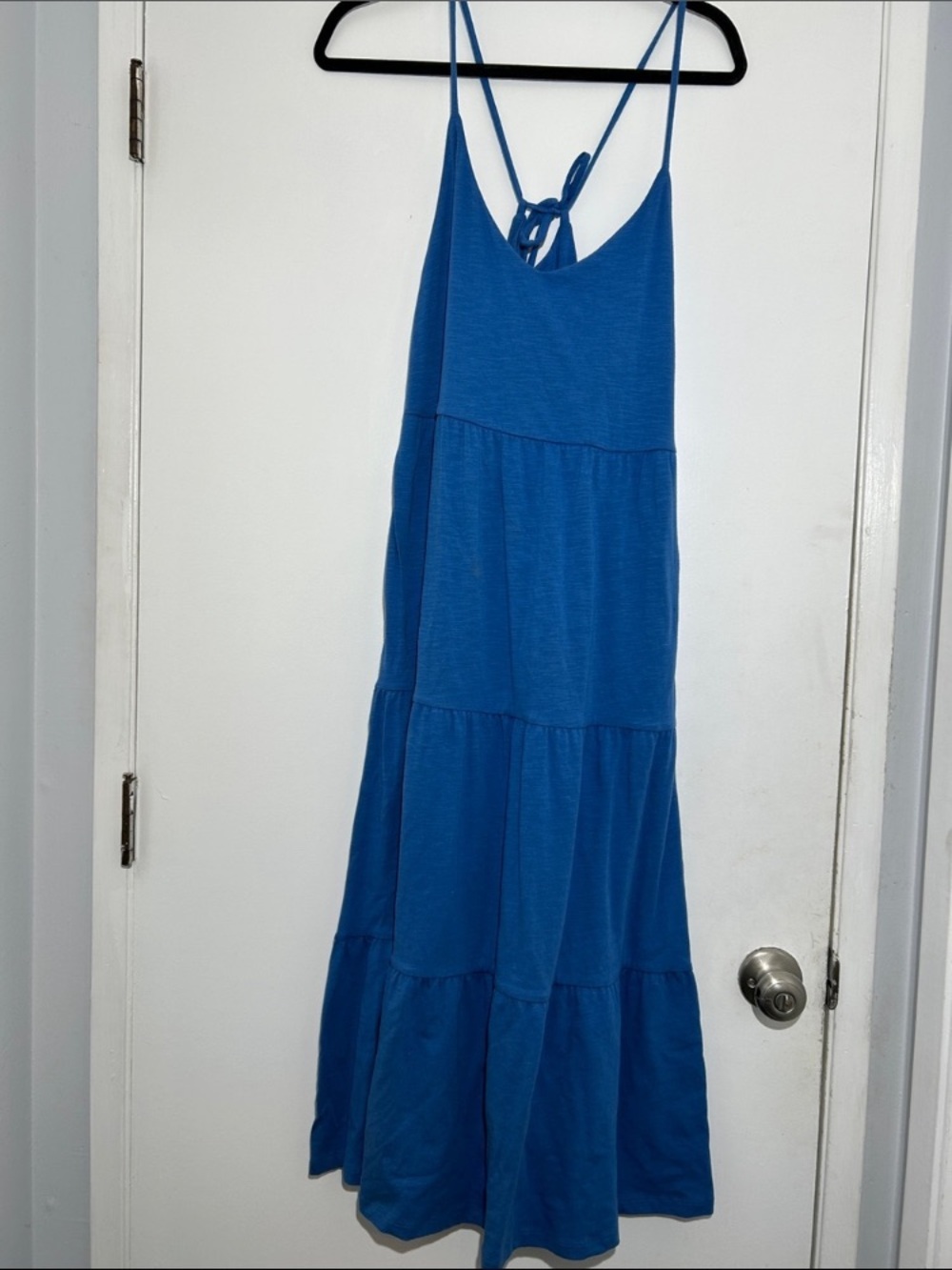 LOFT Blue Tiered Spaghetti-Strap Maxi Dress